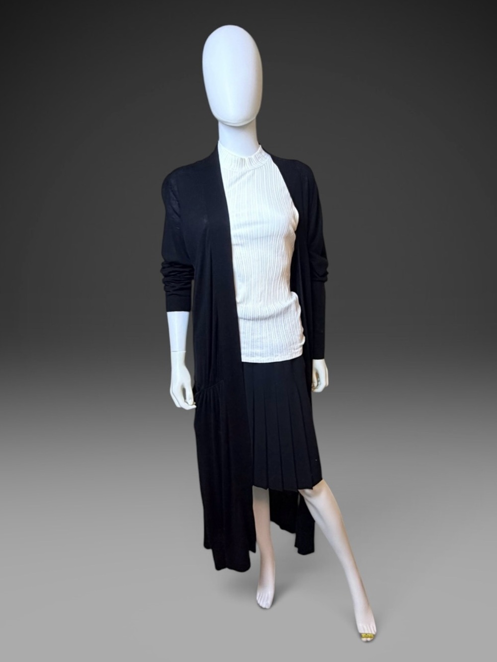 Zara Black Lightweight Longline Open Front Duster Cardigan XL